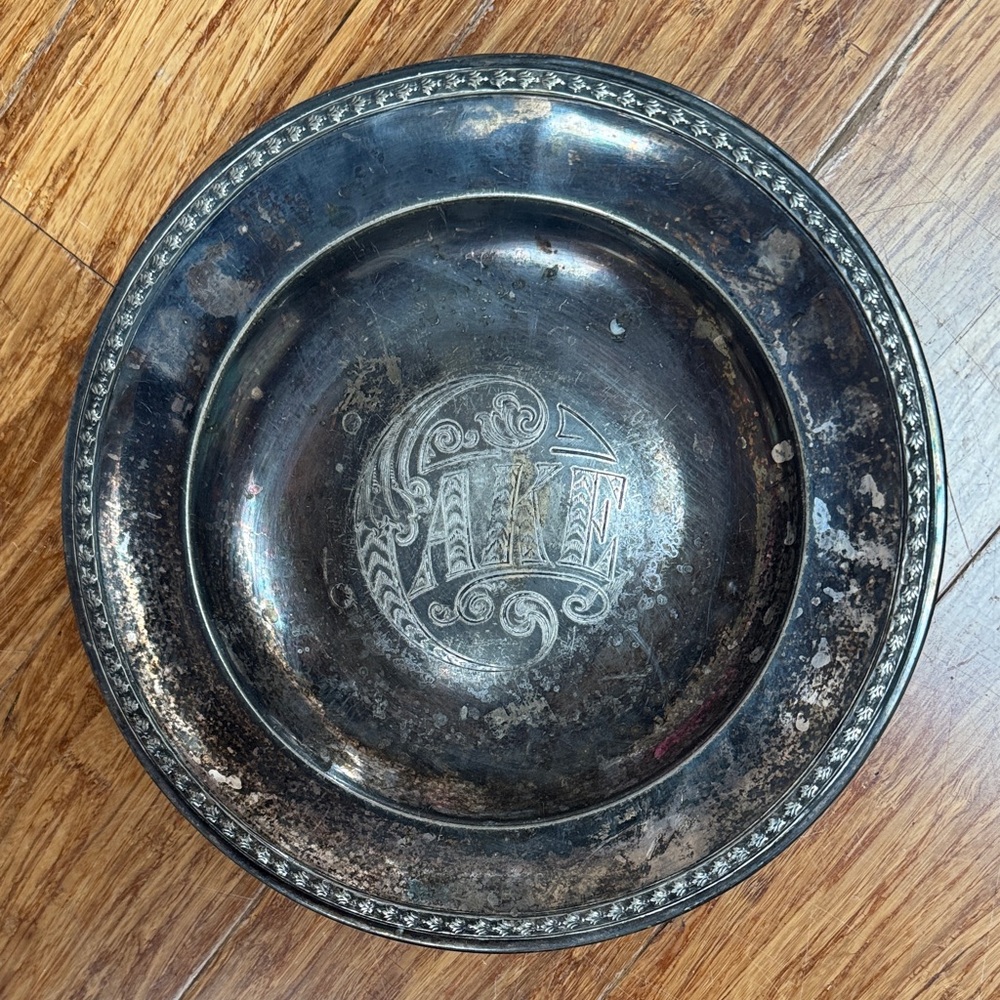 2 Vintage Silver-Plated Cake Serving Plates with Patina